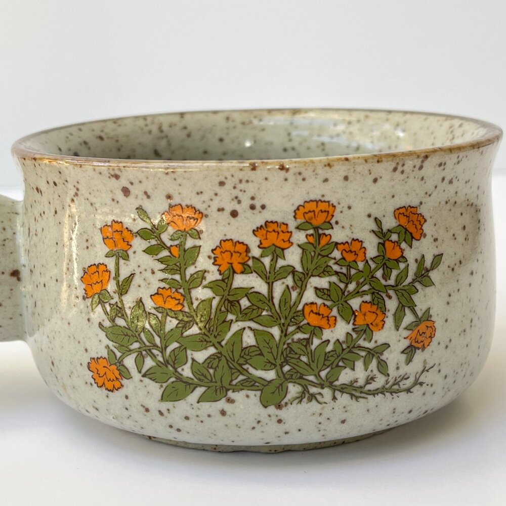 3/$30 🌟 Vintage 70's Takashi Floral Speckled Soup Cup with Handle - Picture 2 of 8